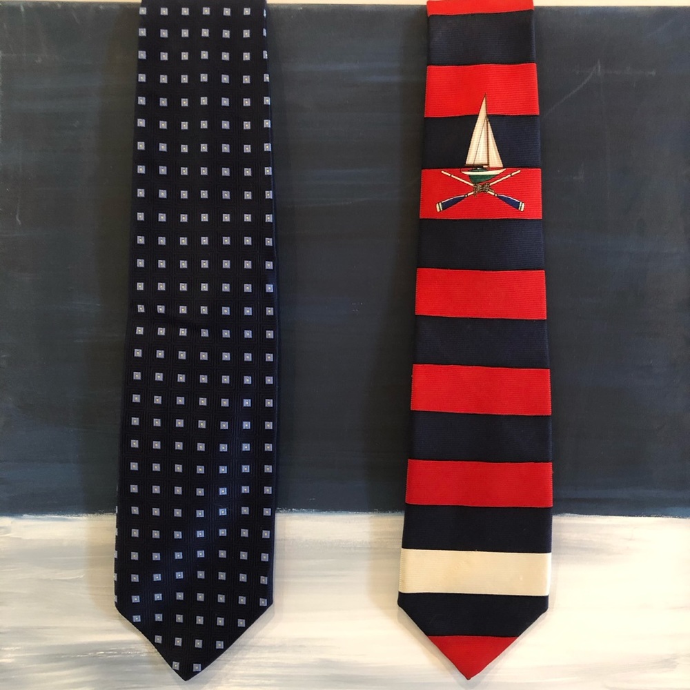 Clasdic Stule Set of 2 Brooks Brothers Navy Blue Silk Ties